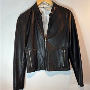 Lamarque CHAPIN | REVERSIBLE LEATHER BOMBER black-silver size small